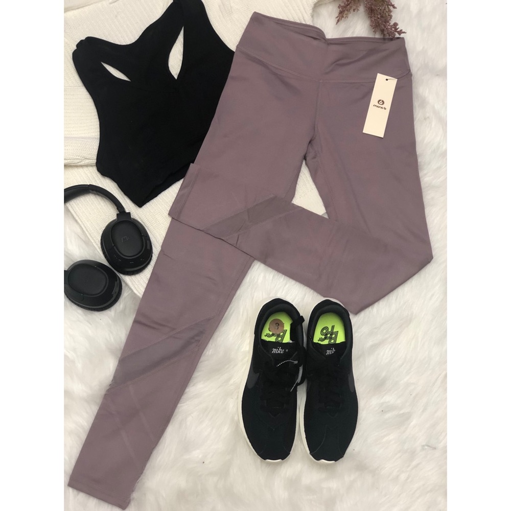 Mauve violet full-length athletic casual leggings - Picture 6 of 8